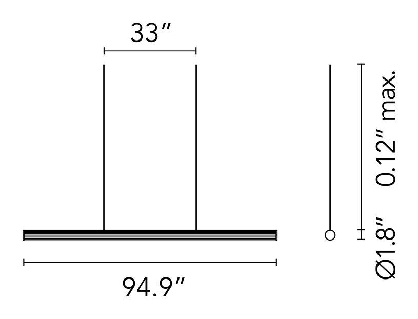 The Glowing Track Suspension System by Flos, size drawing 3