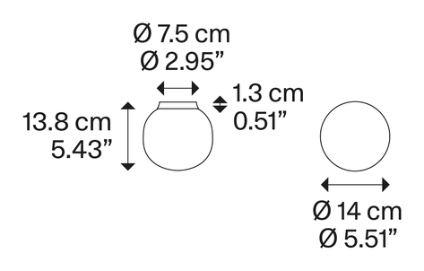 Volum Ceiling Lamp by Lodes, size drawing: Volum 14 Ceiling