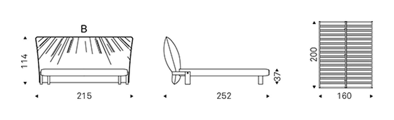 Pascal Double Bed by Cattelan Italia, size drawing 2