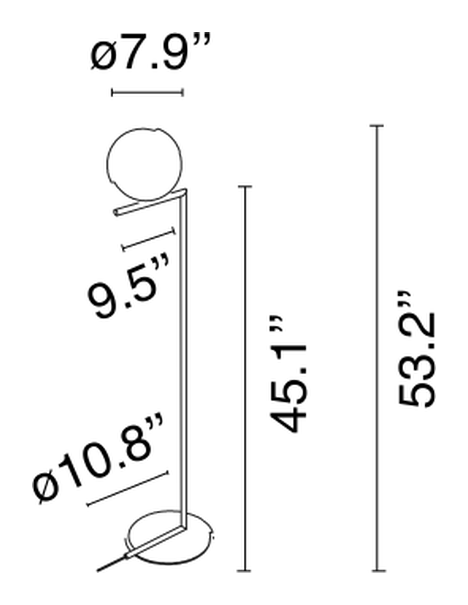 IC Lights Floor Lamp by Flos, size drawing: IC Lights F1