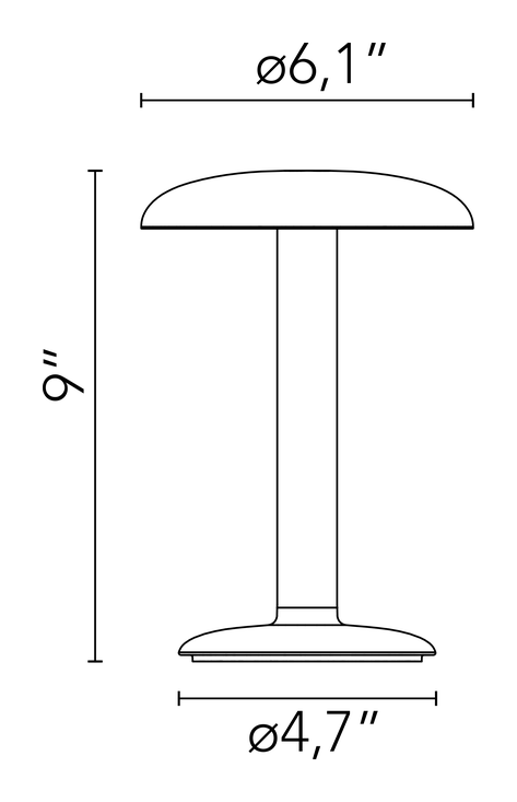 Gustave Residential Portable Lamp by Flos, size drawing