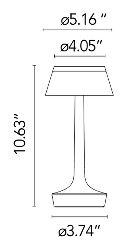 Bon Jour Unplugged Portable Lamp by Flos, size drawing