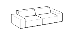 Monolith Sofa by Ditre Italia, size drawing: 3-seat sofa