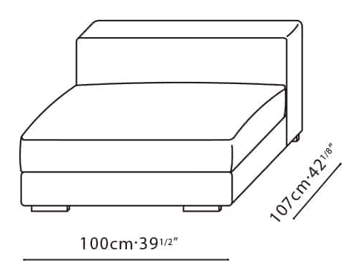 Epic Sofa by Camerich, size drawing: C01H0201