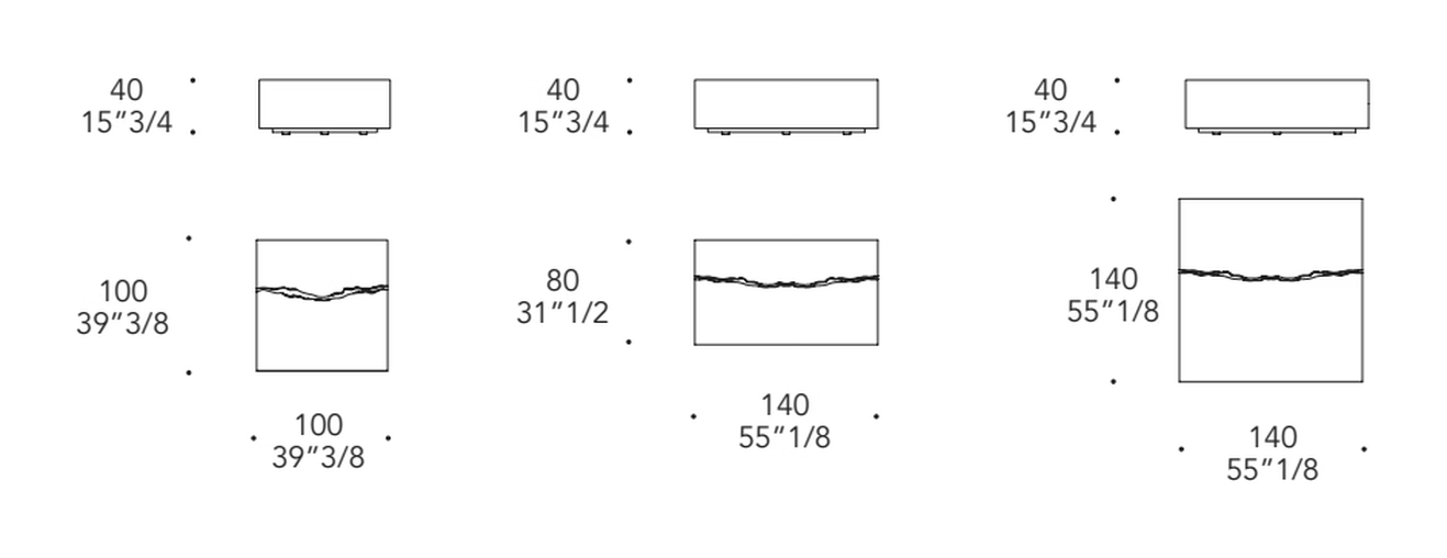 Impact 40 Coffee Table by Reflex, size drawing