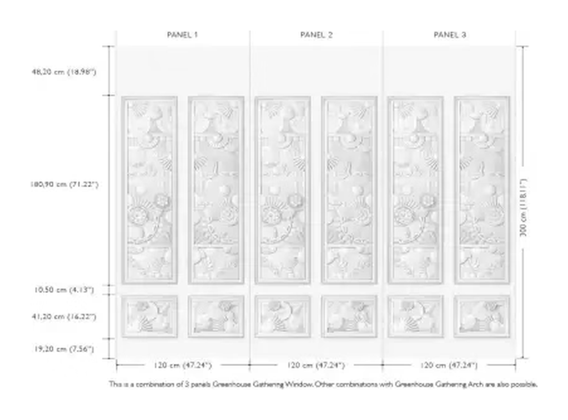 Greenhouse Gathering Wallcovering by Moooi, size drawing