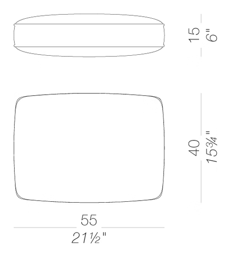 Oort Rectangular Cushion, Outdoor by LaPalma, size drawing