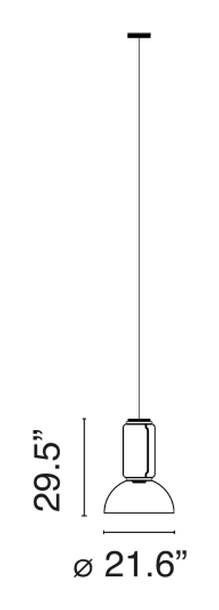 Noctambule Suspension Pendant Lamp by Flos, size drawing: Noctambule Suspension 1 Low Cylinder Bowl