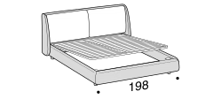 Bend Bed by Ditre Italia, size drawing: Double size bed for 180x200 cm mattress with BOX mechanism