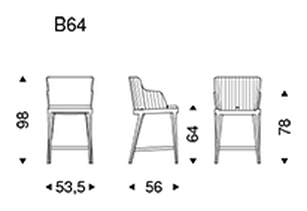 Magda Barré Stool by Cattelan Italia, size drawing 4