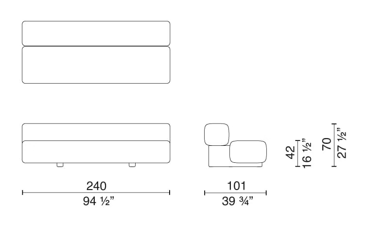 Big Sofa by Cappellini, size drawing 3