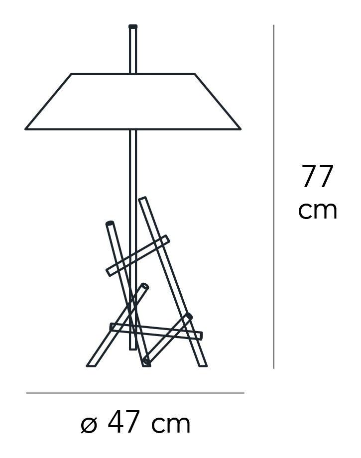 Ashangai Table Lamp by Fontana Arte, size drawing