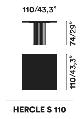Hercle Dining Table by Opinion Ciatti, size drawing: HERCLE S 110