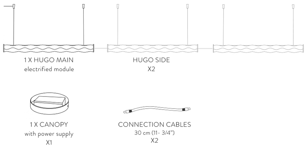 Hugo Pendant Lamp by Slamp, size drawing: Hugo Architectural 3