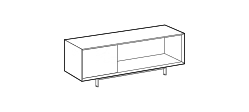 Eric Sideboard by Ditre Italia, size drawing: Sideboard 182 with left door and right open compartment