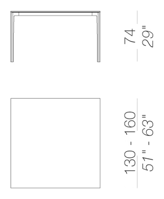 Add T Outdoor Square Table by LaPalma, size drawing