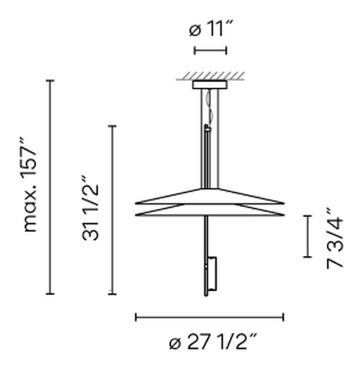 Flamingo Pendant Lamp by Vibia, size drawing: Model 1510