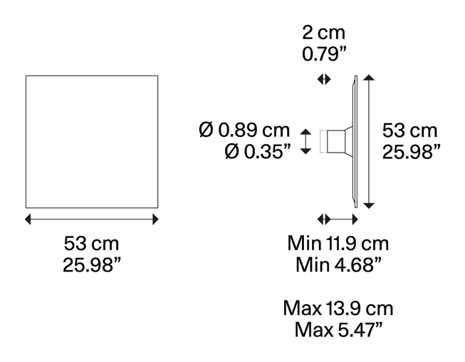 Puzzle Mega Wall Lamp by Lodes, size drawing: Puzzle Mega square small