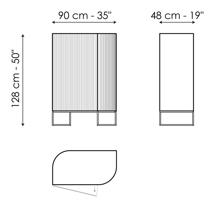 Dune Sideboard by Bonaldo, size drawing: Dune high