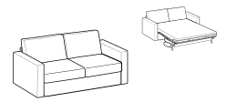 Freedom 2.0 Sofa Bed by Ditre Italia, size drawing: 3-seater sofa bed