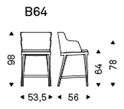Magda Stool by Cattelan Italia, size drawing 4