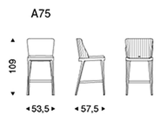 Magda Barré Stool by Cattelan Italia, size drawing 1