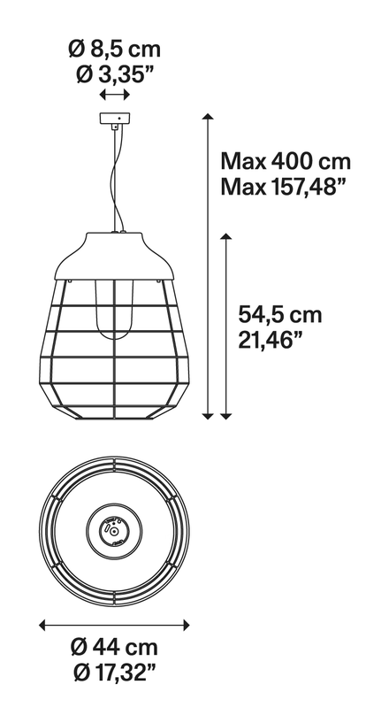 Stitch by Lodes, size drawing: Stitch Medium Suspension