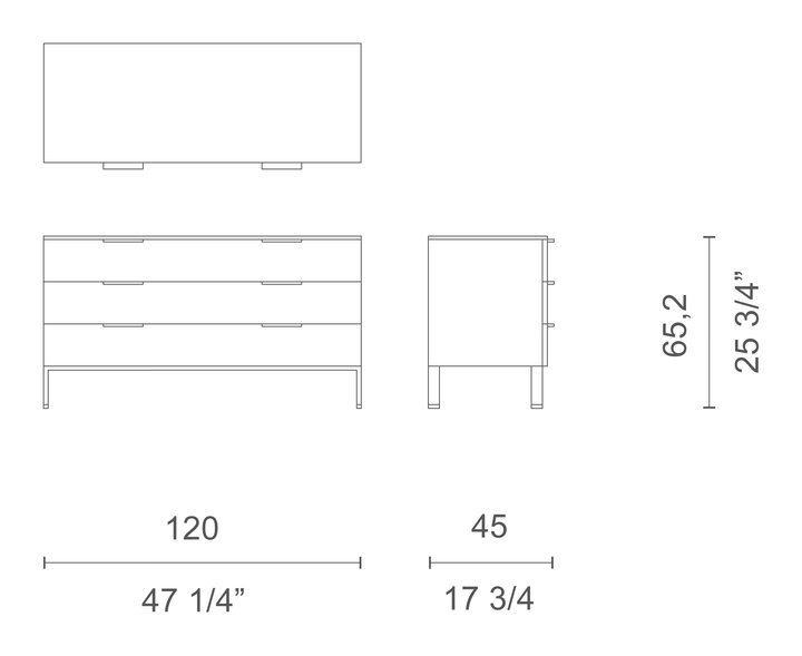 Brest Cabinet by Cappellini, size drawing: B3CV6Q / B3CV6QB