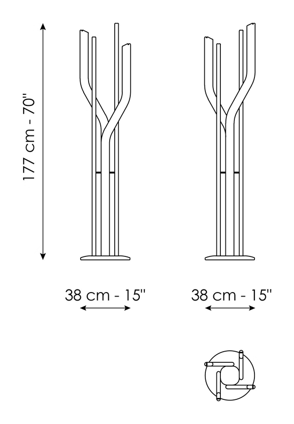 Alma Coat Stand by Bonaldo, size drawing