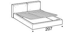 Flann 2.0 Bed by Ditre Italia, size drawing: King size bed for 193x203 mattress with BOX mechanism