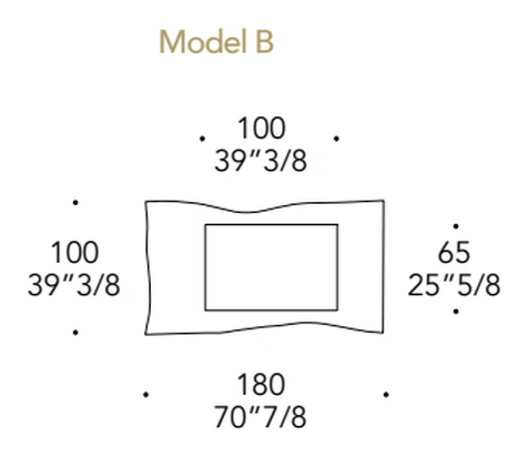 Impact Supersilver Specchio Mirror by Reflex, size drawing