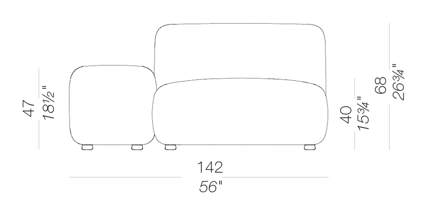 Plus Chaise Lounge 3, Outdoor by LaPalma, size drawing