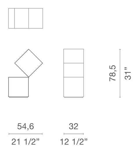 Drop Bookshelf by Cappellini, size drawing: DR_1