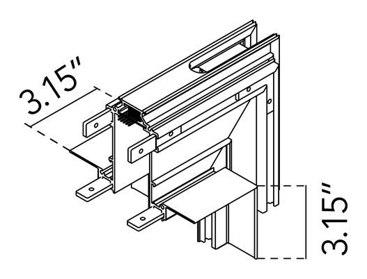The Running Magnet Recessed Track by Flos, size drawing: Inner Corner. Can be powered