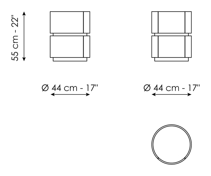 Moneypenny Drawer Cabinet by Bonaldo, size drawing: Moneypenny high