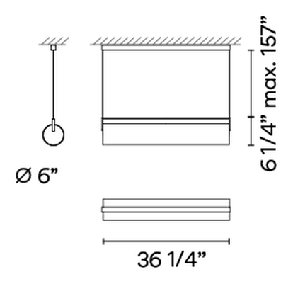 Kontorno Lighting Collection by Vibia, size drawing: Model 6474