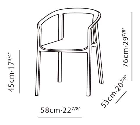 Essence Chair by Camerich, size drawing: C02H0302