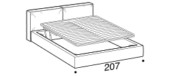 Flann 2.0 Bed by Ditre Italia, size drawing: King size bed for 193x203 mattress with EASY mechanism