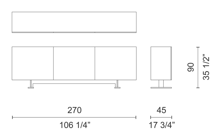 Luxor Cabinet by Cappellini, size drawing: LX_18