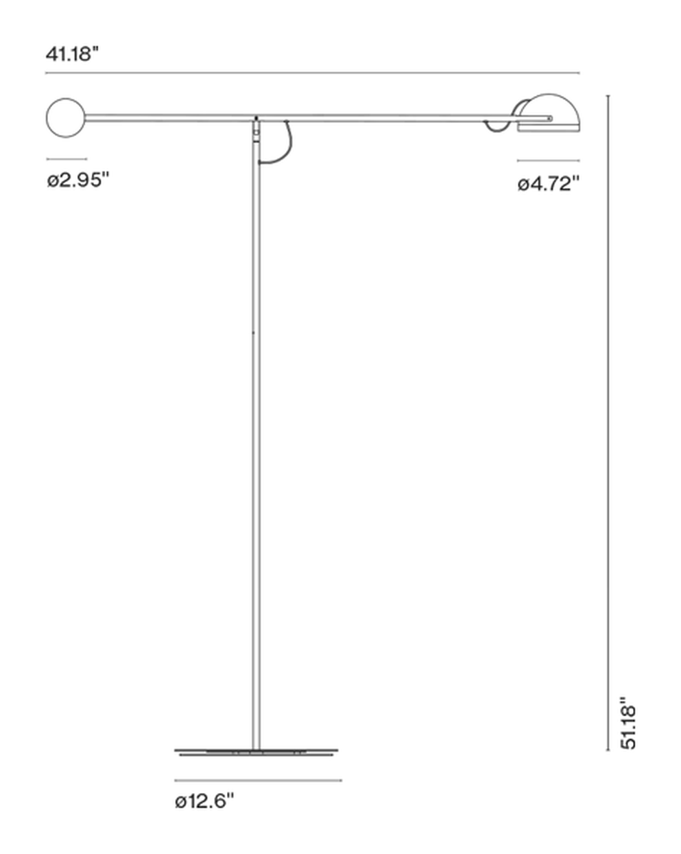Copérnica Floor Lamp by Marset, size drawing