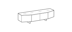 Angle Sideboard by Ditre Italia, size drawing: Low sideboard with mirror top and wooden doors