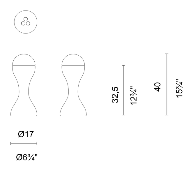 Glass Newson Vase by Cappellini, size drawing: PO_9369T
