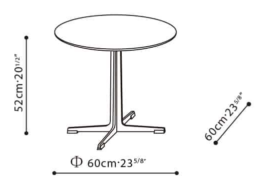 Vary Dining Table by Camerich, size drawing: C06D1401