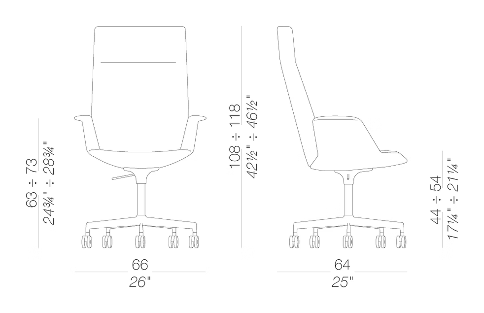 Uno S248 Chair by LaPalma, size drawing
