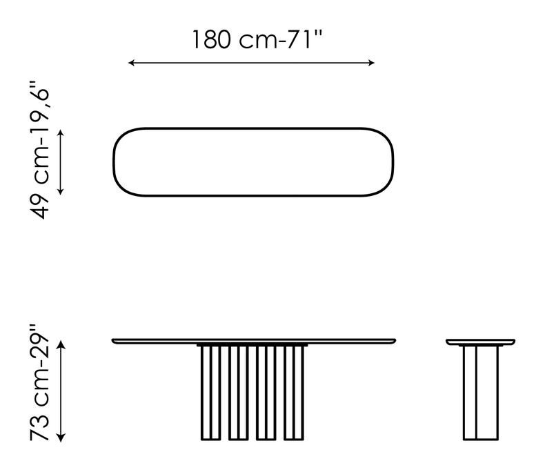 Geometric Console Table by Bonaldo, size drawing 3