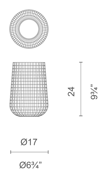 Trace Vase by Cappellini, size drawing: PO_2101D