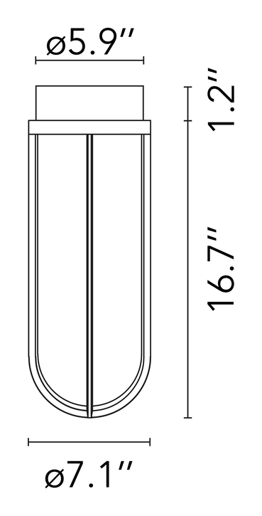In Vitro Ceiling Lamp by Flos, size drawing