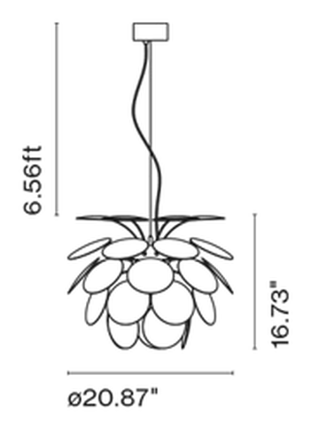 Discocó Pendant Lamp by Marset, size drawing: Discocó 53