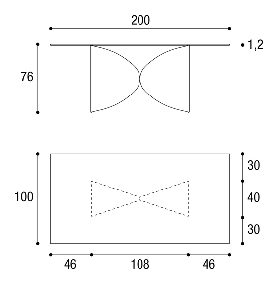 Meet Dining Table by Lago, size drawing: 2430E