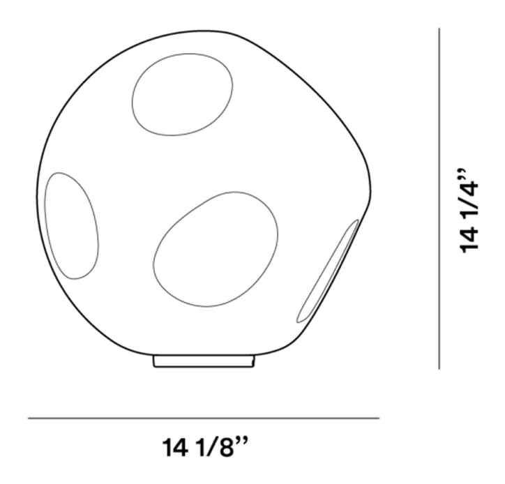 Hoba Table Lamp by Foscarini, size drawing: Hoba Grande